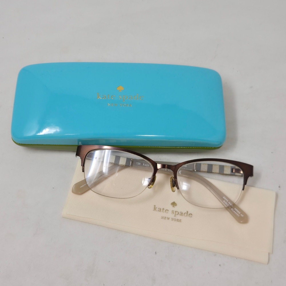 Kate Spade Valary 0W94‎ Bronze Striped Semi Rimless Eyeglasses Frames 49-16-135